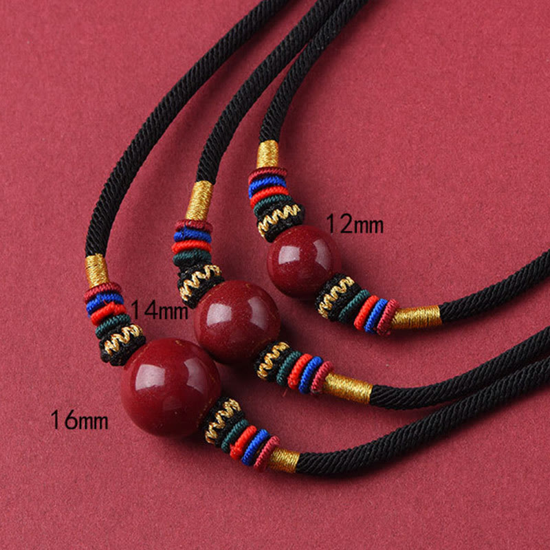 Collier de protection en perles porte-bonheur en cinabre