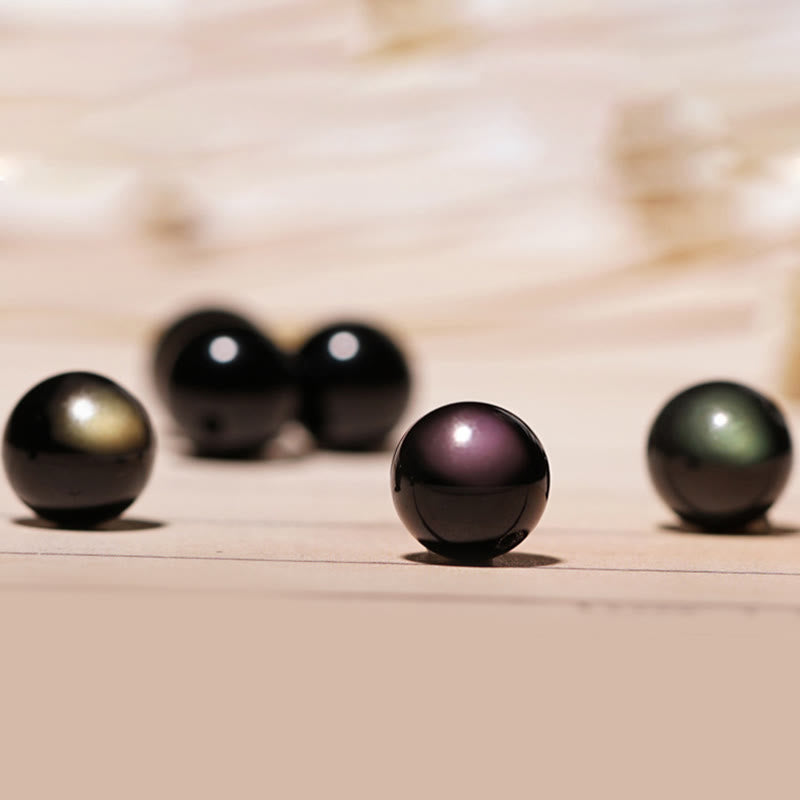 Bracelet de force avec breloque lotus en obsidienne noire de 8 mm