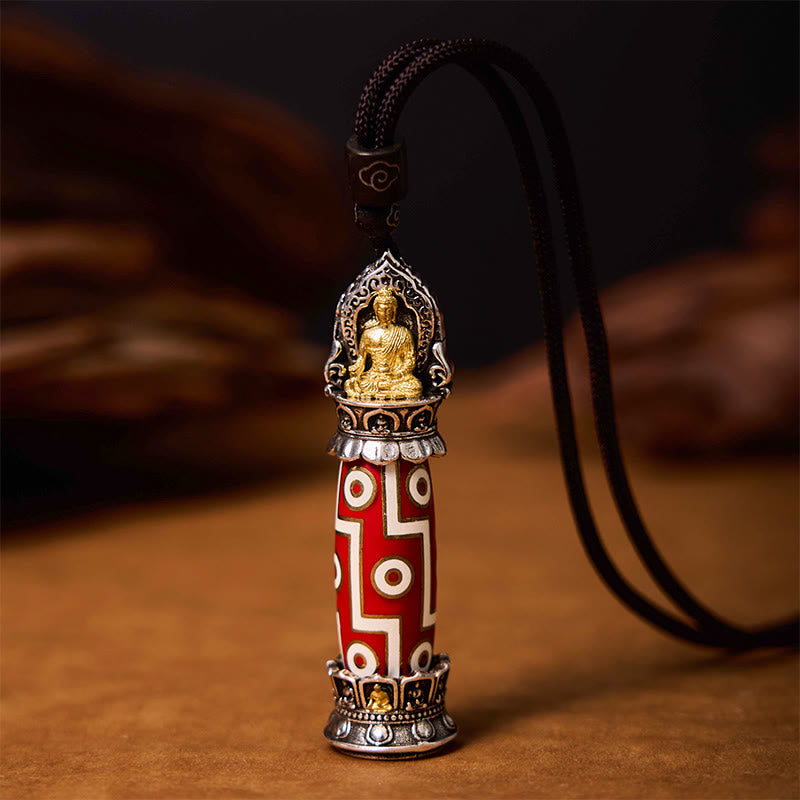 Nine-Eye Dzi Bead Agate Protection Necklace 55cm