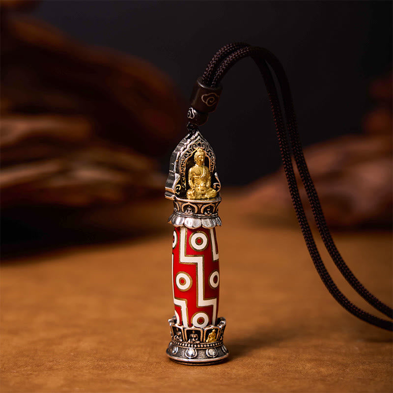 Nine-Eye Dzi Bead Agate Protection Necklace 55cm