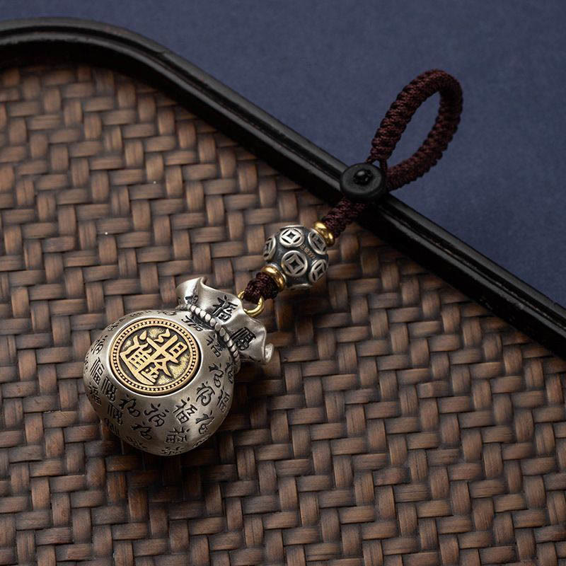 Porte-clés sac d'argent Fu Character pour la fortune et la richesse quotidiennes