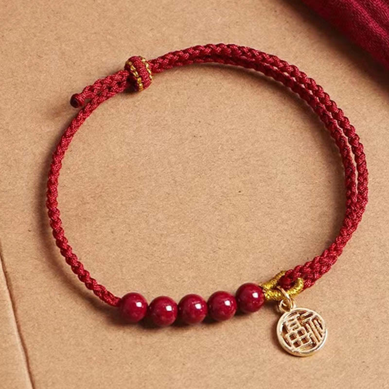 Bracelet de bénédiction du personnage Cinnabar Fu avec cordon rouge