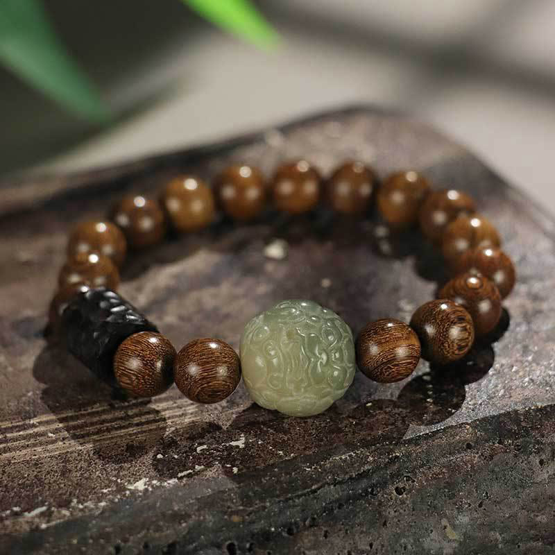 Pixiu Bracelet with Sandalwood & Bodhi Seed for Protection