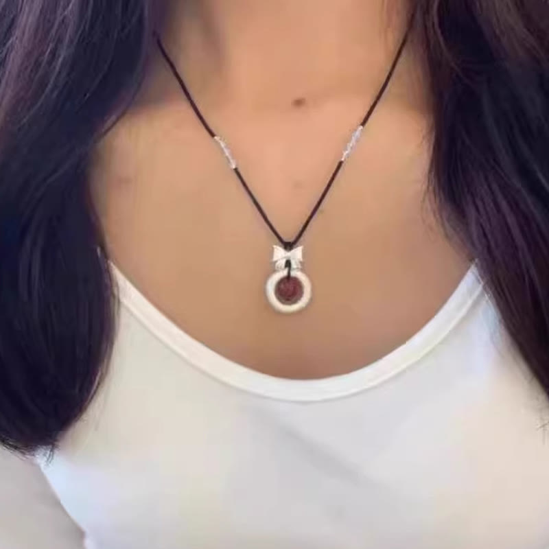 Collier en argent sterling 999 avec boucle de paix en agate rouge pour la protection