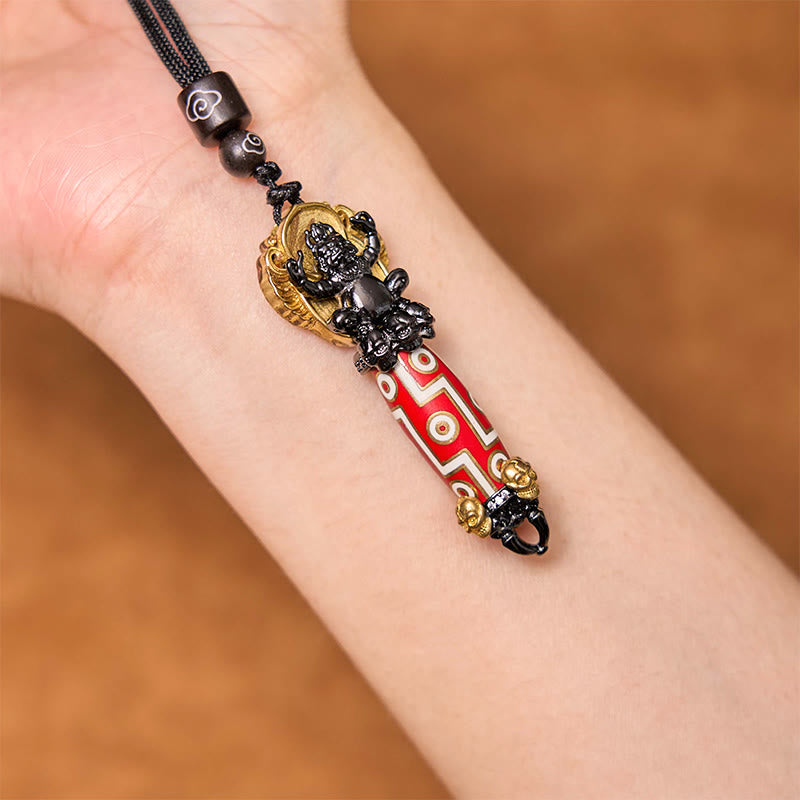Collier de tête de mort en perles Dzi du Tibet – Om Mani Padme Hum Mantra Wisdom