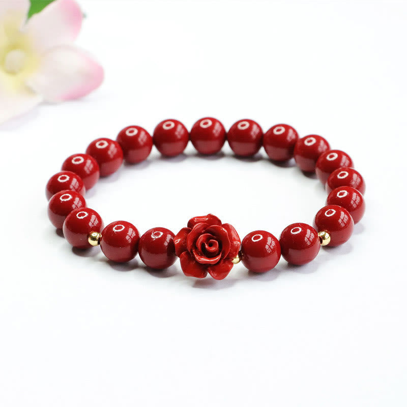 8mm Cinnabar Rose Calm Bracelet for Emotional Balance
