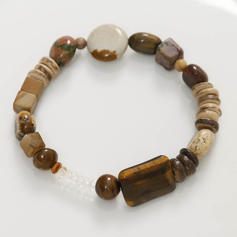 Coconut Shell Tiger Eye Courage Bracelet for Strength & Protection
