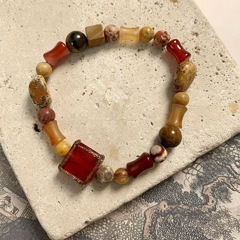 Red Agate Shoushan Stone White Turquoise Calm Blessing Bracelet