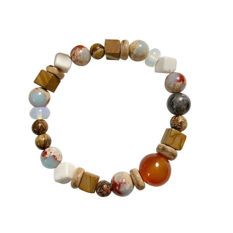 Bracelet de bénédiction calme en pierre d'agate rouge Shoushan et turquoise blanche