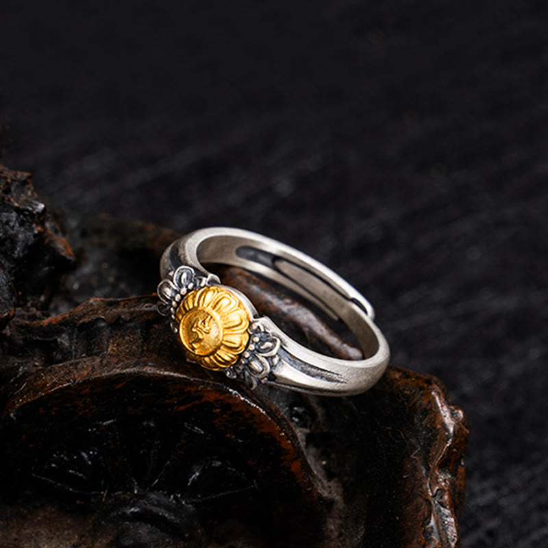 925 Sterling Silver Gold Bodhisattva Tara Protection Ring