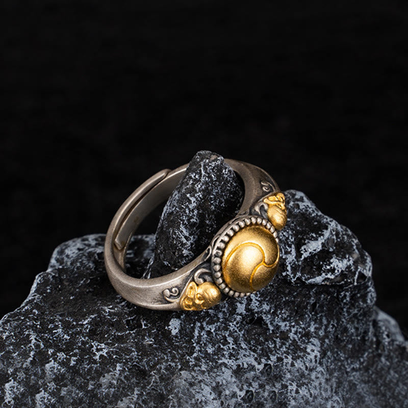 Bague spirituelle squelette en argent sterling 925 plaqué or