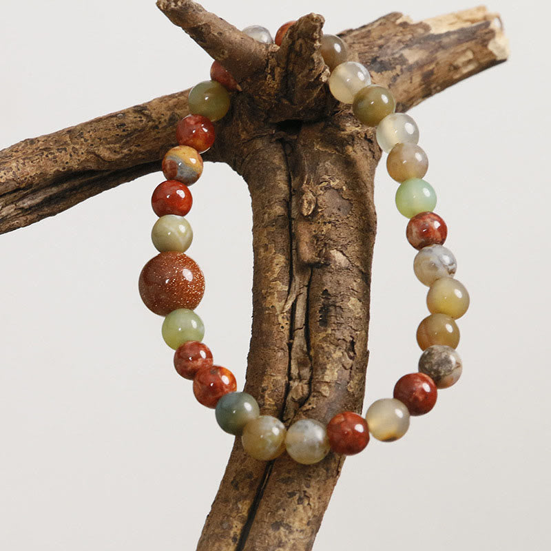 Bracelet unisexe en agate rouge et pierre de Shoushan, symbole de paix et de bénédiction