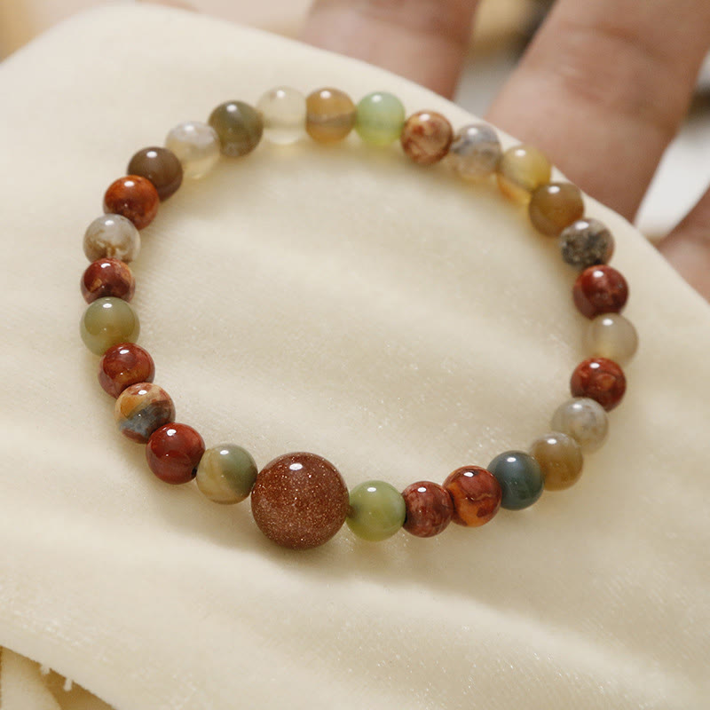 Bracelet unisexe en agate rouge et pierre de Shoushan, symbole de paix et de bénédiction