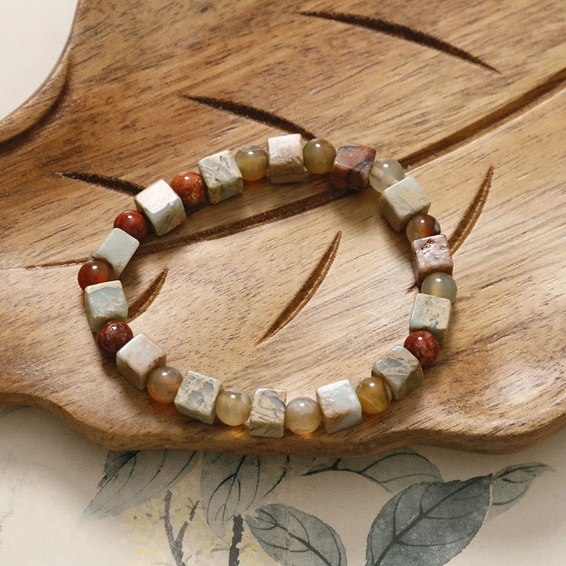 Bracelet unisexe en agate rouge et pierre de Shoushan, symbole de paix et de bénédiction