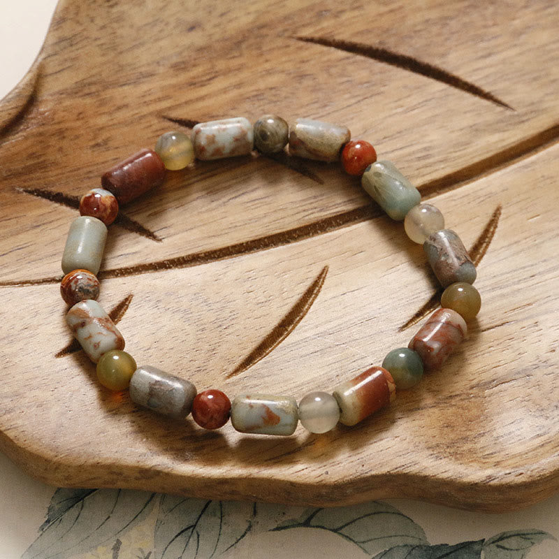 Bracelet unisexe en agate rouge et pierre de Shoushan, symbole de paix et de bénédiction