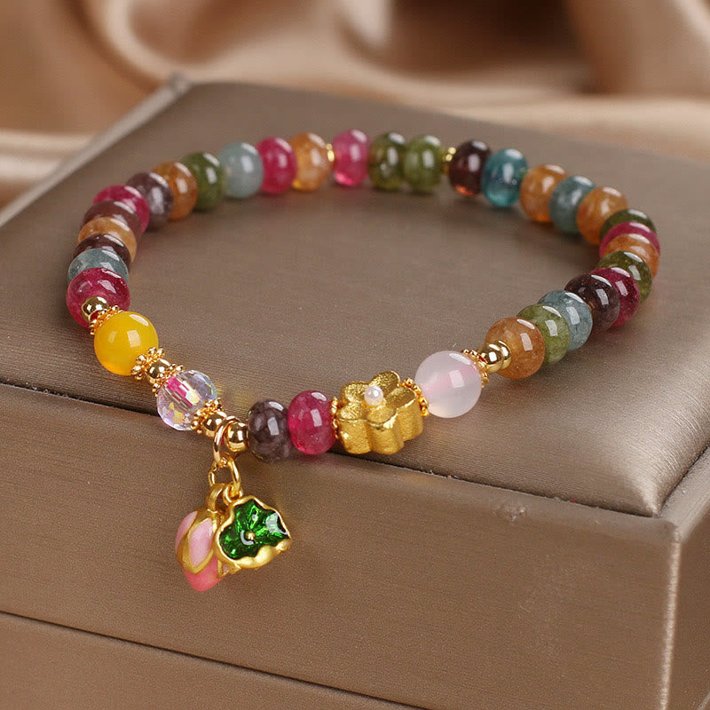 Tourmaline Lotus Seedpod Wisdom Spiritual Bracelet