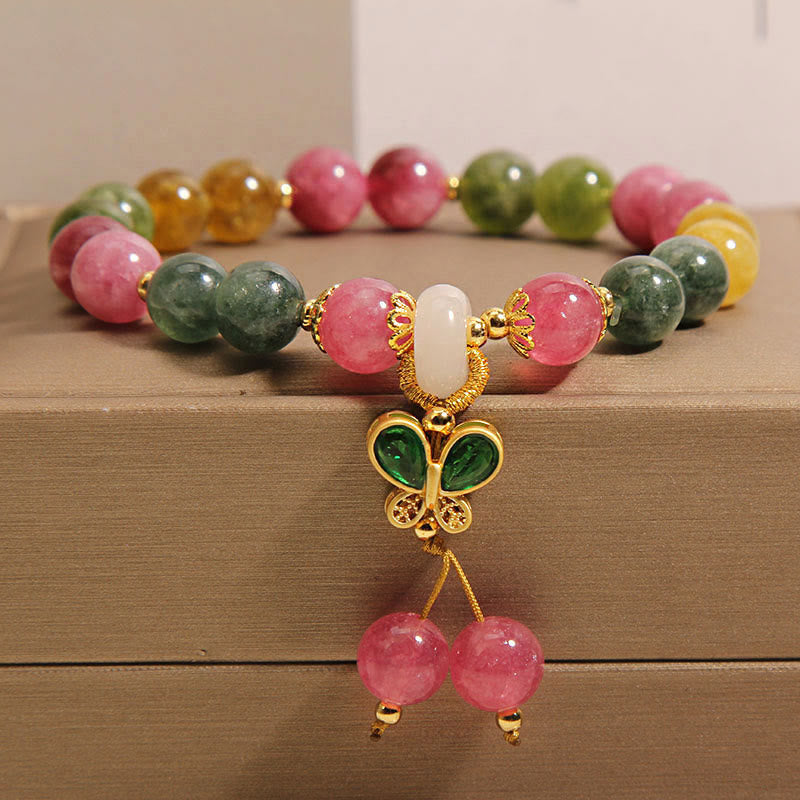 Tourmaline Jade Butterfly Wisdom Bracelet for Emotional Healing