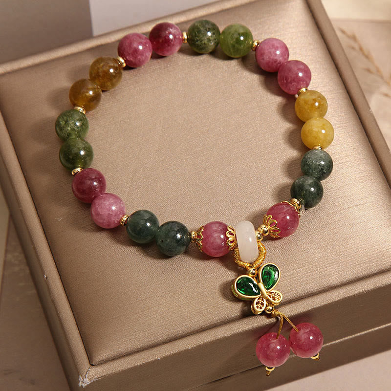 Tourmaline Jade Butterfly Wisdom Bracelet for Emotional Healing