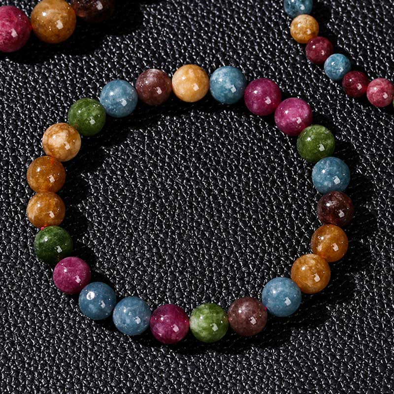 Bracelet spirituel en tourmaline multicolore de 8 mm pour la positivité