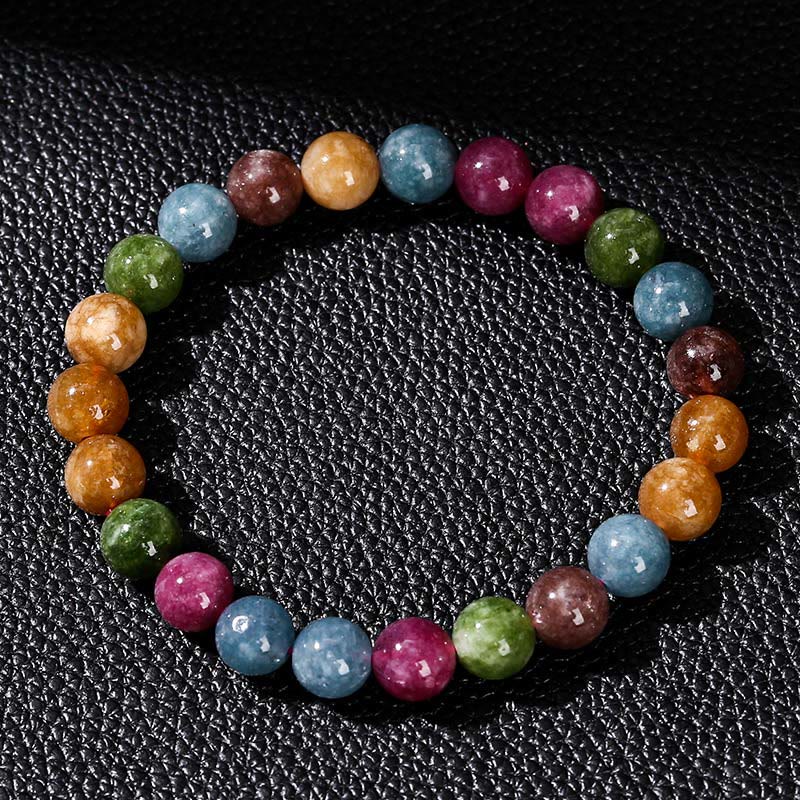 Bracelet spirituel en tourmaline multicolore de 8 mm pour la positivité