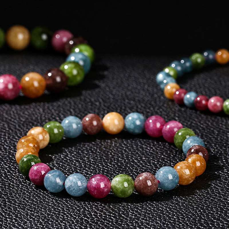 Bracelet spirituel en tourmaline multicolore de 8 mm pour la positivité