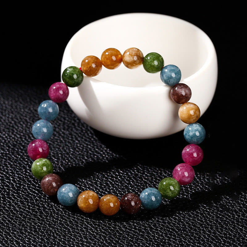 Bracelet spirituel en tourmaline multicolore de 8 mm pour la positivité