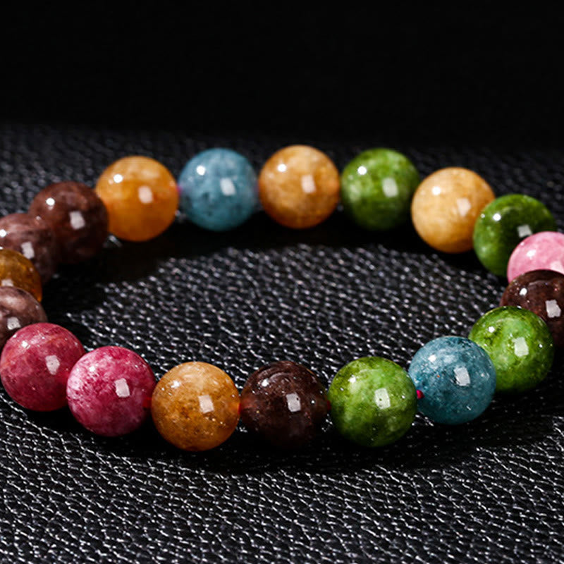 Bracelet spirituel en tourmaline multicolore de 8 mm pour la positivité