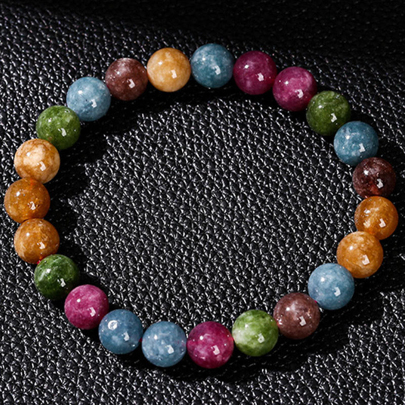 Bracelet spirituel en tourmaline multicolore de 8 mm pour la positivité