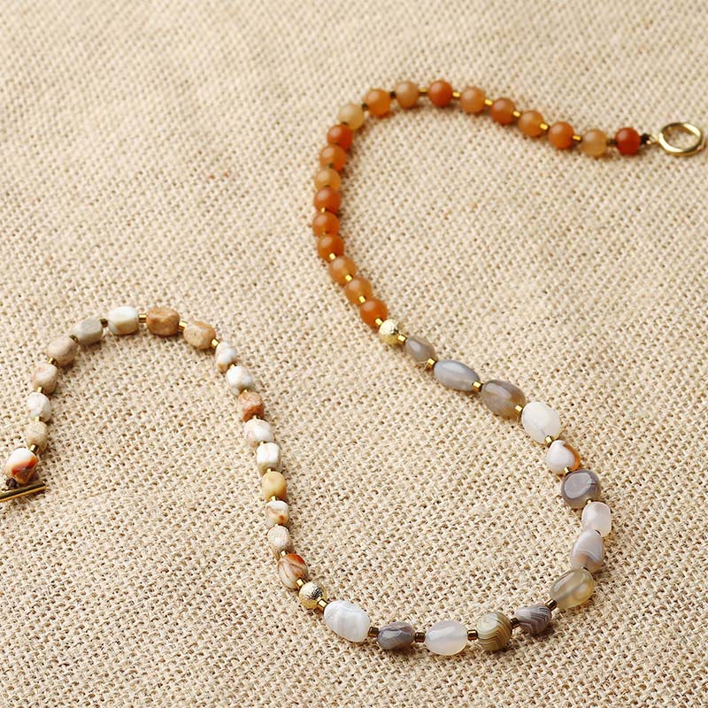 Bracelet de créativité en agate rouge et agate du Botswana