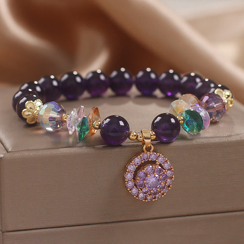 Amethyst Green Crystal Spiritual Awareness Bracelet 14-16cm