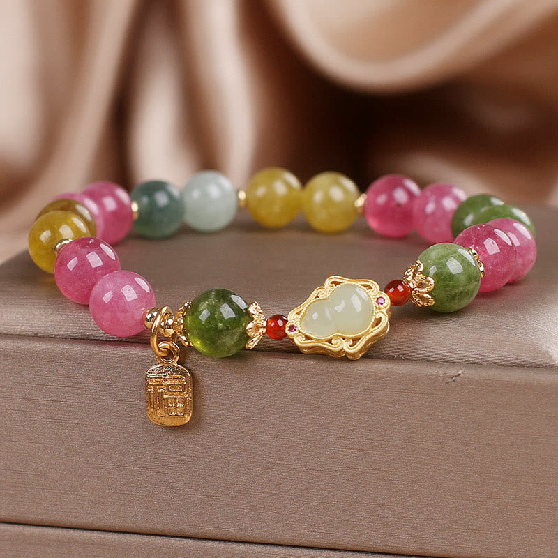Tourmaline Fu Character Spiritual Bracelet for Love