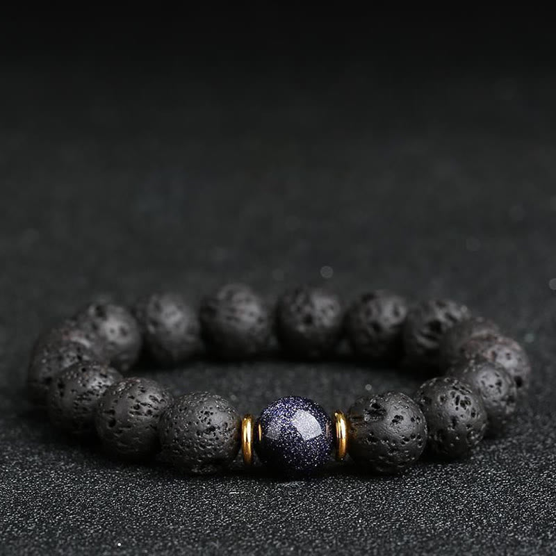 Bracelet spirituel en pierre de lave en grès bleu de 8 mm
