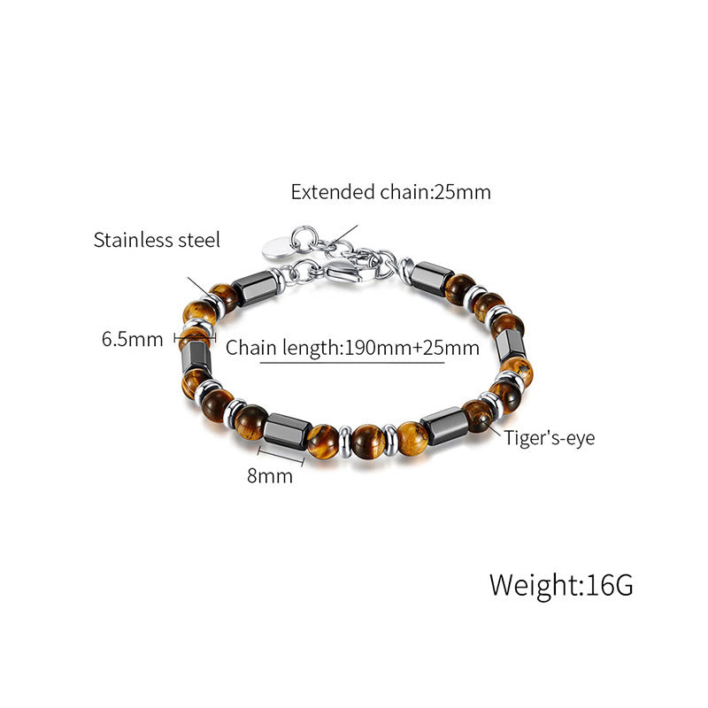 Bracelet de force en hématite œil de tigre avec chaîne à boucle