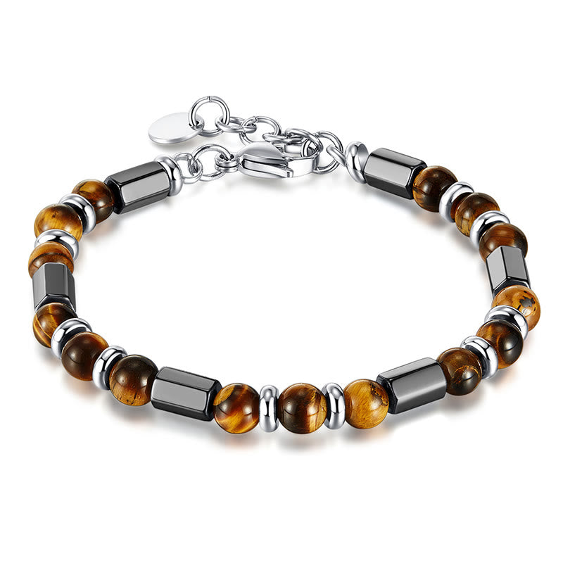 Bracelet de force en hématite œil de tigre avec chaîne à boucle