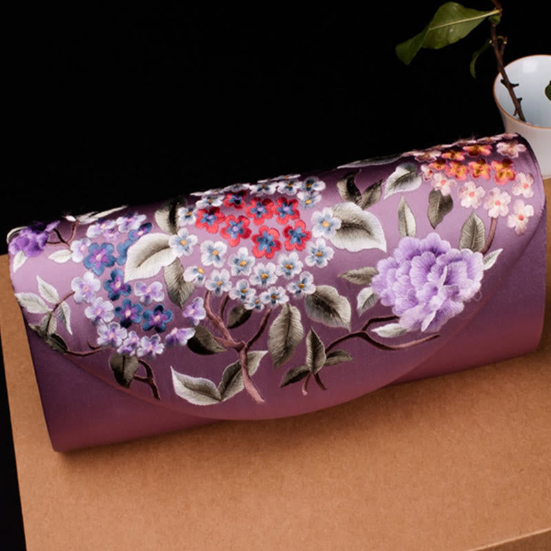 Sac bandoulière de mariage brodé d'hortensia 24 cm, style élégant