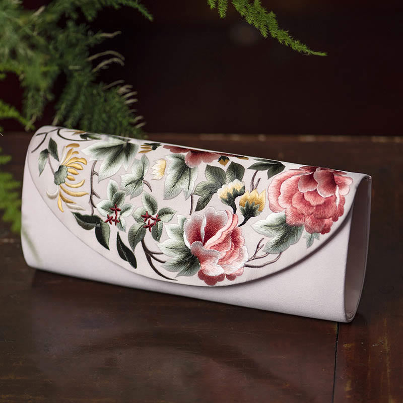 Sac bandoulière élégant brodé Su | Sac à main floral de 24 cm