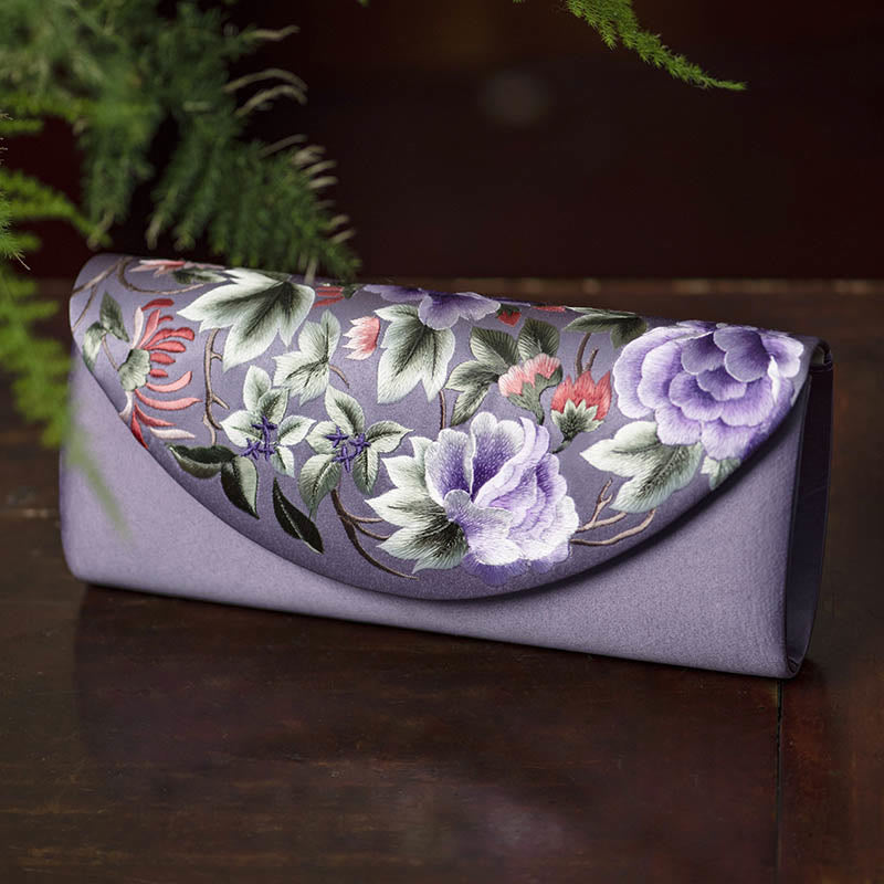 Sac bandoulière élégant brodé Su | Sac à main floral de 24 cm
