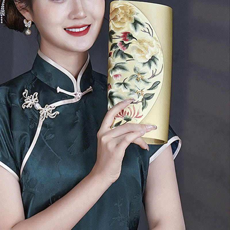 Sac bandoulière élégant brodé Su | Sac à main floral de 24 cm