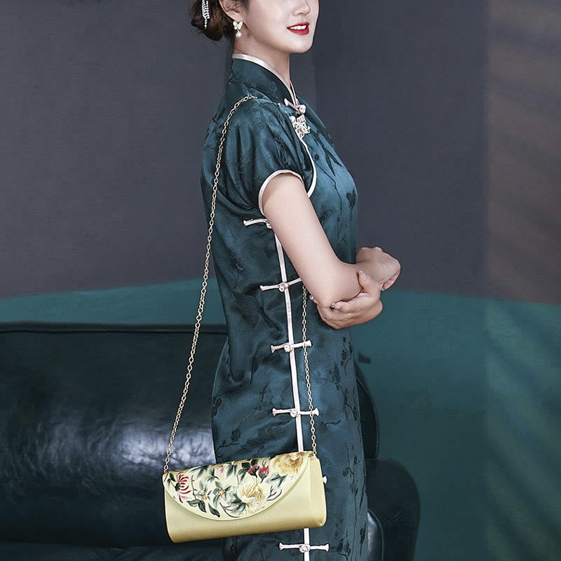 Sac bandoulière élégant brodé Su | Sac à main floral de 24 cm