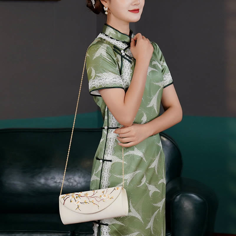 Sac à main brodé Tulipe en fleurs de prunier | Bijoux spirituels