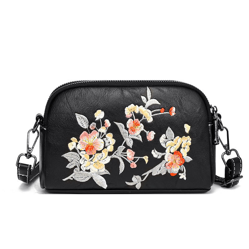 Peony Su Embroidery Crossbody Bag 15cm Shoulder Bag