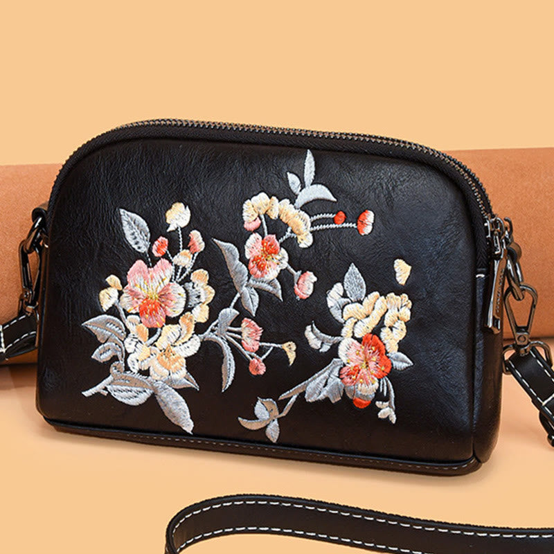 Peony Su Embroidery Crossbody Bag 15cm Shoulder Bag