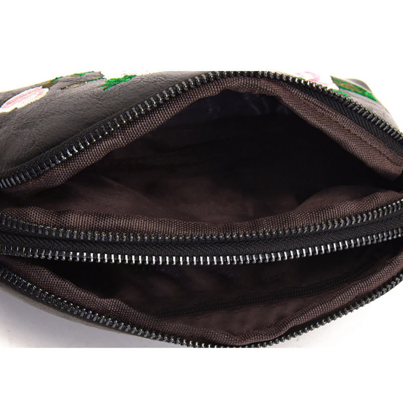 Peony Su Embroidery Crossbody Bag 15cm Shoulder Bag