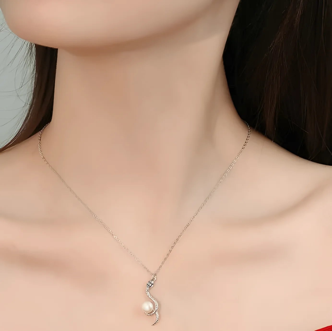 Collier de perles serpent en argent sterling pour la sagesse et la protection