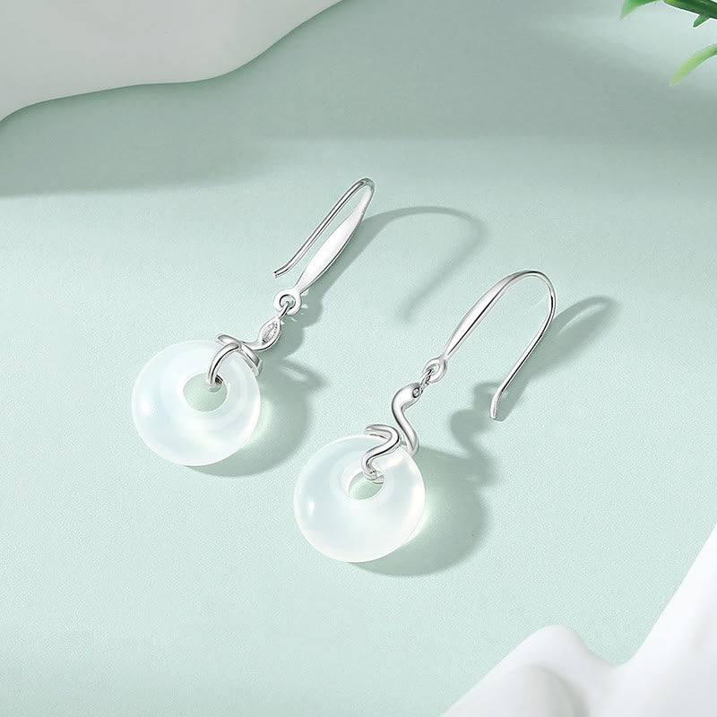 Boucles d'oreilles en argent et calcédoine avec boucle de paix