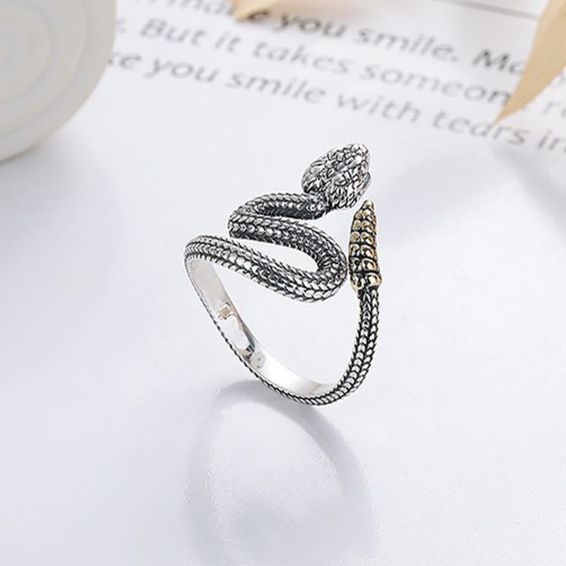 Bague serpent ajustable en argent pour l'année du serpent