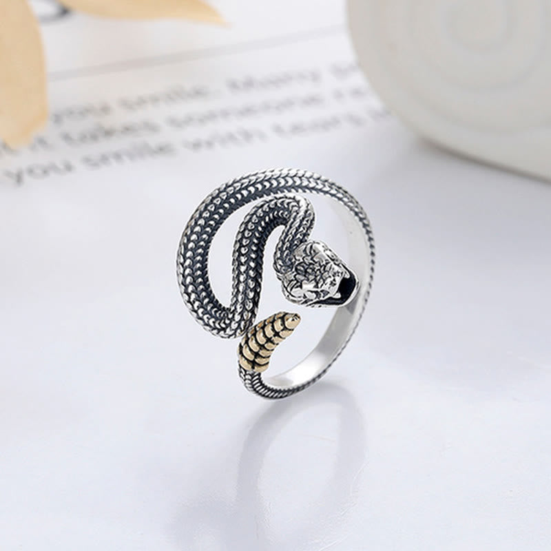 Bague serpent ajustable en argent pour l'année du serpent