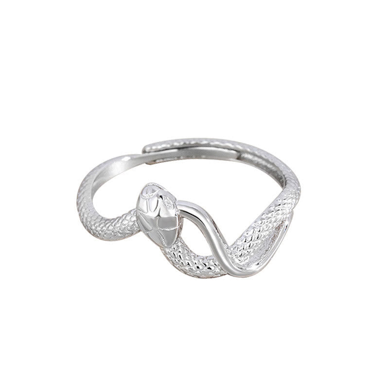 Bague ajustable en argent sterling avec motif serpent calme