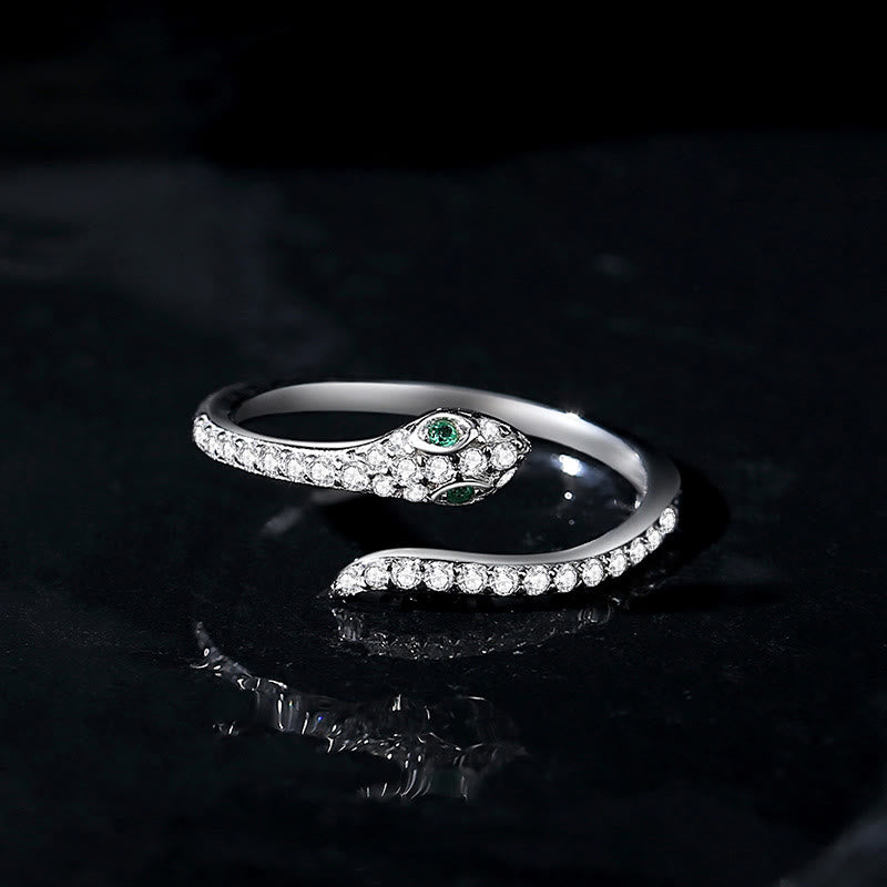 Bague réglable en argent avec esprit serpent