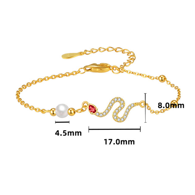 Bracelet porte-bonheur en argent sterling et perles serpent